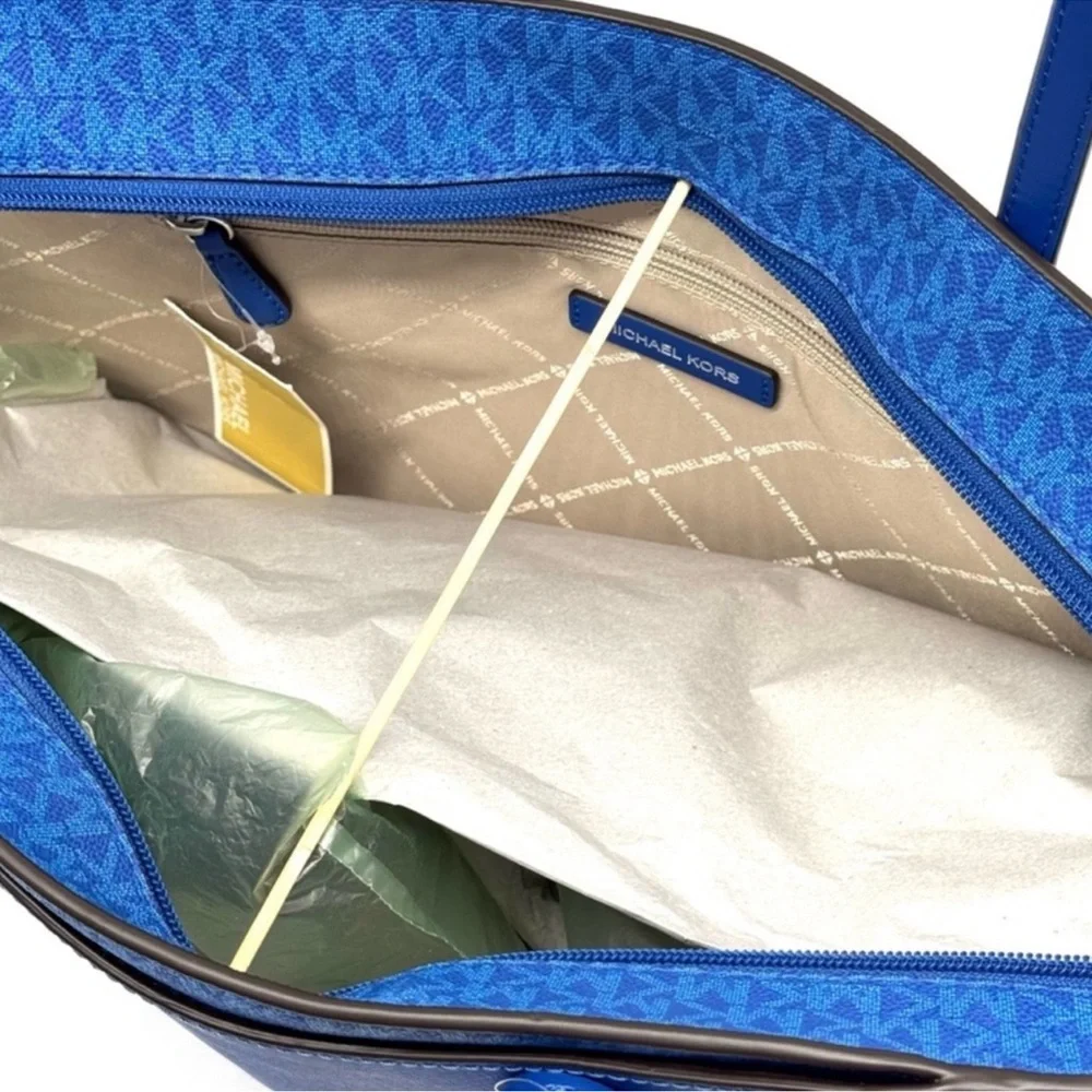 Michael Kors Arden Large Leather Tote Bag Galaxy Blue - Picture 6 of 10